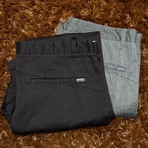 Lot of 2 pairs VOLCOM slacks pants Chino Skateboard Grey Black Casual Comfort 36